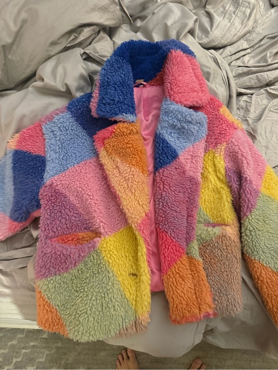 Blank NYC Jackets & Blazers - Women’s Blank NYC Multicolor Patchwork Faux-Sherpa Jacket